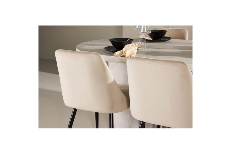 Matgrupp Narvik 100x200 cm Beige med 6st Night Stolar - Möbler - Bord & matgrupper - Matgrupper