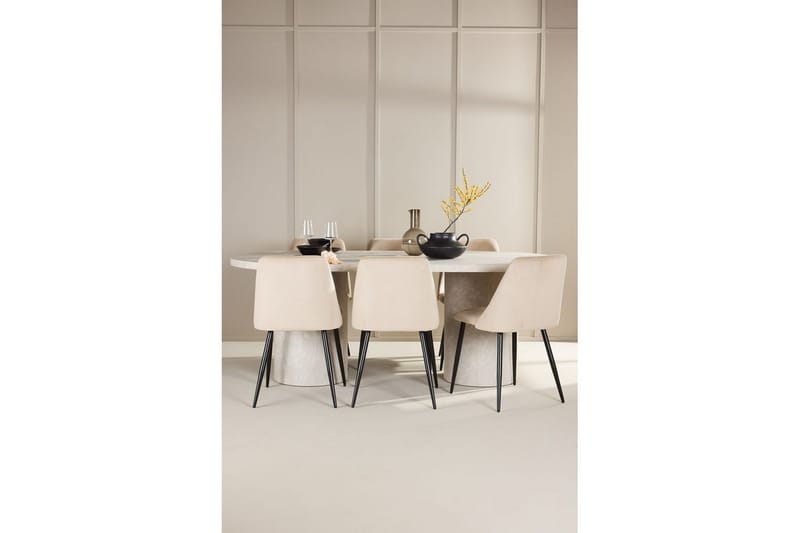 Matgrupp Narvik 100x200 cm Beige med 6st Night Stolar - Möbler - Bord & matgrupper - Matgrupper