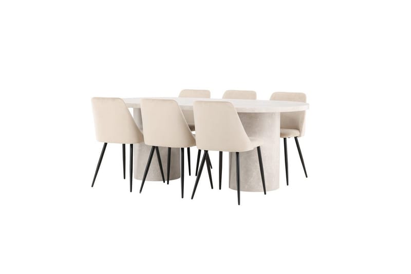 Matgrupp Narvik 100x200 cm Beige med 6st Night Stolar - Möbler - Bord & matgrupper - Matgrupper