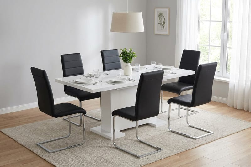 Matgrupp Ratliff 180 cm Förlängningsbar med 4 Cibus stolar - Möbler - Bord & matgrupper - Matgrupper