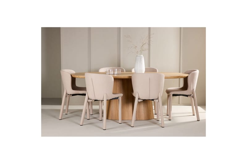 Matgrupp Stjärnö 200x90 cm Natur med 6st Astoria Stolar Beige - Beige - Möbler - Bord & matgrupper - Matgrupper