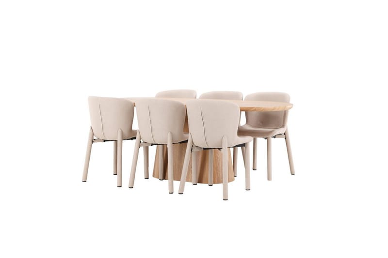 Matgrupp Stjärnö 200x90 cm Natur med 6st Astoria Stolar Beige - Beige - Möbler - Bord & matgrupper - Matgrupper