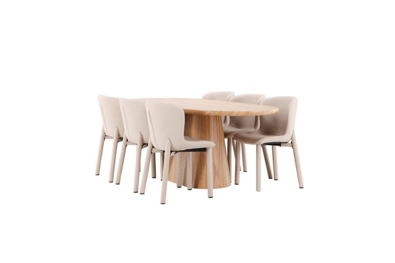 Matgrupp Stjärnö 200x90 cm Natur med 6st Astoria Stolar Beige - Beige - Möbler - Bord & matgrupper - Matgrupper