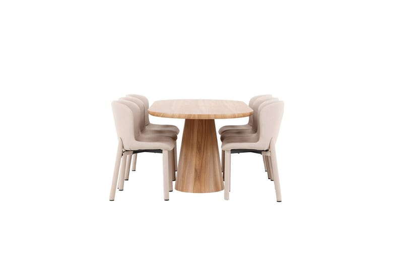 Matgrupp Stjärnö 200x90 cm Natur med 6st Astoria Stolar Beige - Beige - Möbler - Bord & matgrupper - Matgrupper