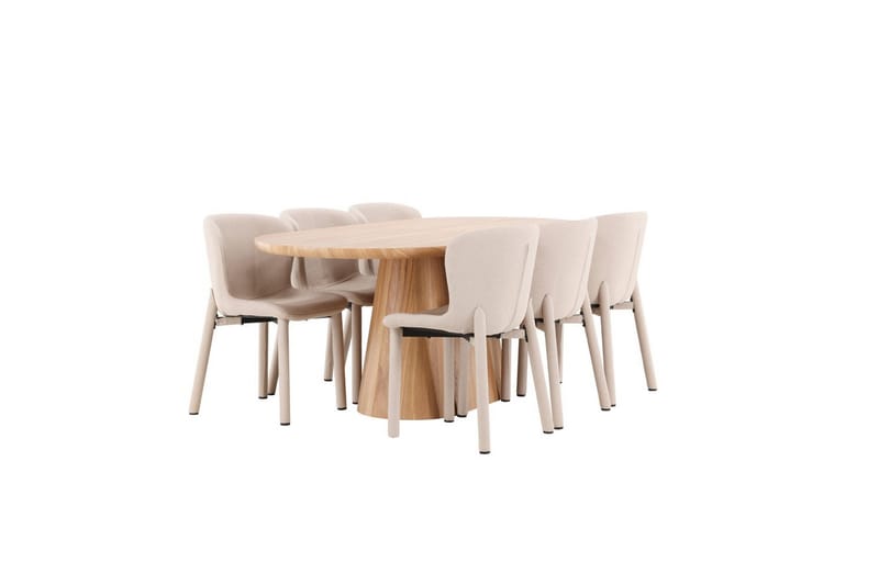 Matgrupp Stjärnö 200x90 cm Natur med 6st Astoria Stolar Beige - Beige - Möbler - Bord & matgrupper - Matgrupper