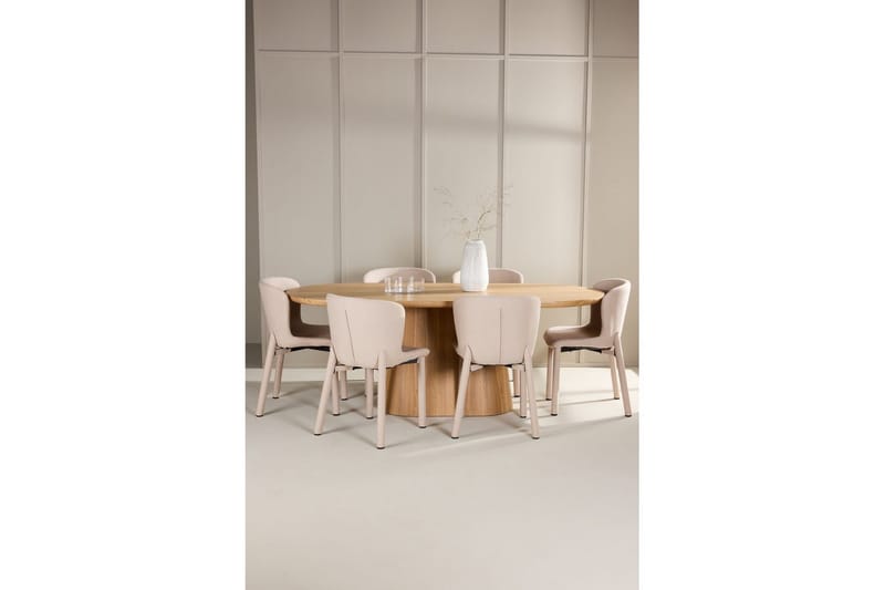 Matgrupp Stjärnö 200x90 cm Natur med 6st Astoria Stolar Beige - Beige - Möbler - Bord & matgrupper - Matgrupper