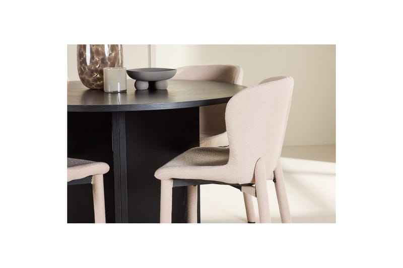 Matgrupp Strada Runt 120/170 cm Svart med Astoria Stolar 4 st, Beige - 4 st, Beige - Möbler - Bord & matgrupper - Matgrupper