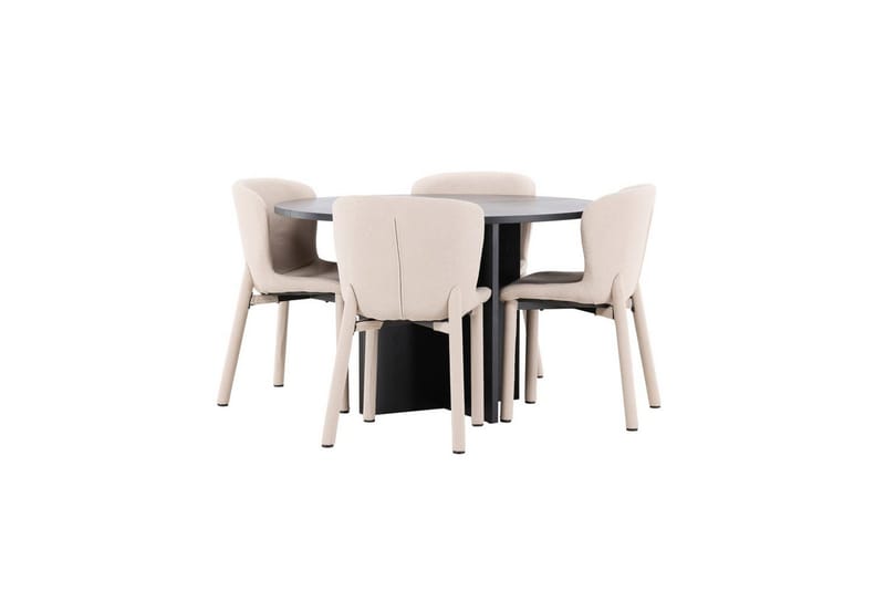 Matgrupp Strada Runt 120/170 cm Svart med Astoria Stolar 4 st, Beige - 4 st, Beige - Möbler - Bord & matgrupper - Matgrupper