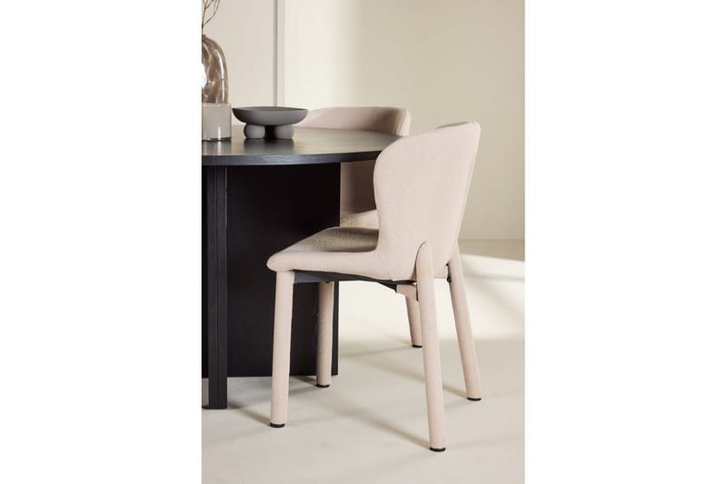 Matgrupp Strada Runt 120/170 cm Svart med Astoria Stolar 4 st, Beige - 4 st, Beige - Möbler - Bord & matgrupper - Matgrupper
