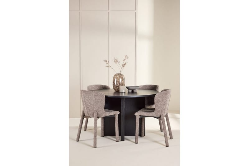 Matgrupp Strada Runt 120/170 cm Svart med Astoria Stolar 4 st, Brun - 4 st, Brun - Möbler - Bord & matgrupper - Matgrupper