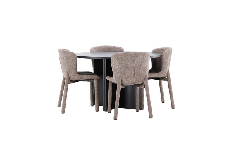 Matgrupp Strada Runt 120/170 cm Svart med Astoria Stolar 4 st, Brun - 4 st, Brun - Möbler - Bord & matgrupper - Matgrupper