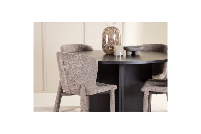 Matgrupp Strada Runt 120/170 cm Svart med Astoria Stolar 4 st, Brun - 4 st, Brun - Möbler - Bord & matgrupper - Matgrupper