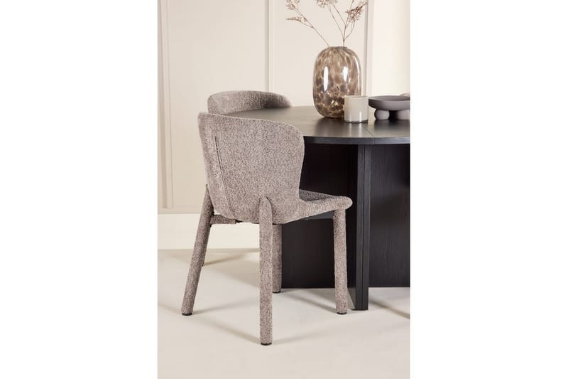 Matgrupp Strada Runt 120/170 cm Svart med Astoria Stolar 4 st, Brun - 4 st, Brun - Möbler - Bord & matgrupper - Matgrupper