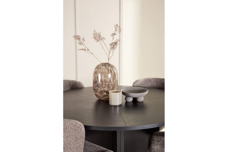 Matgrupp Strada Runt 120/170 cm Svart med Astoria Stolar 4 st, Brun - 4 st, Brun - Möbler - Bord & matgrupper - Matgrupper