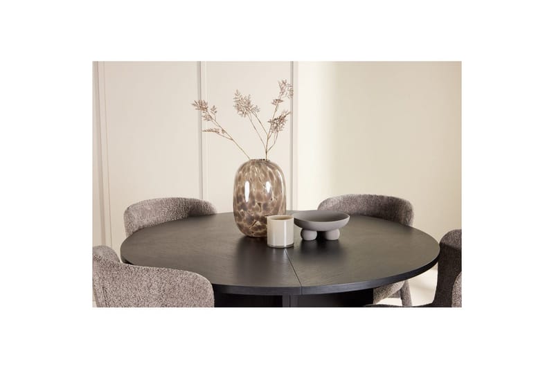 Matgrupp Strada Runt 120/170 cm Svart med Astoria Stolar 4 st, Brun - 4 st, Brun - Möbler - Bord & matgrupper - Matgrupper