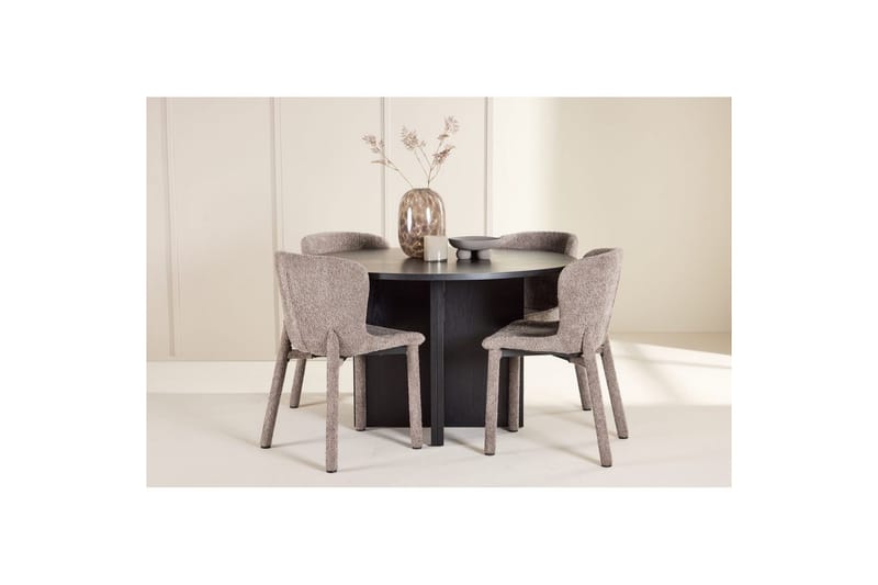 Matgrupp Strada Runt 120/170 cm Svart med Astoria Stolar 4 st, Brun - 4 st, Brun - Möbler - Bord & matgrupper - Matgrupper