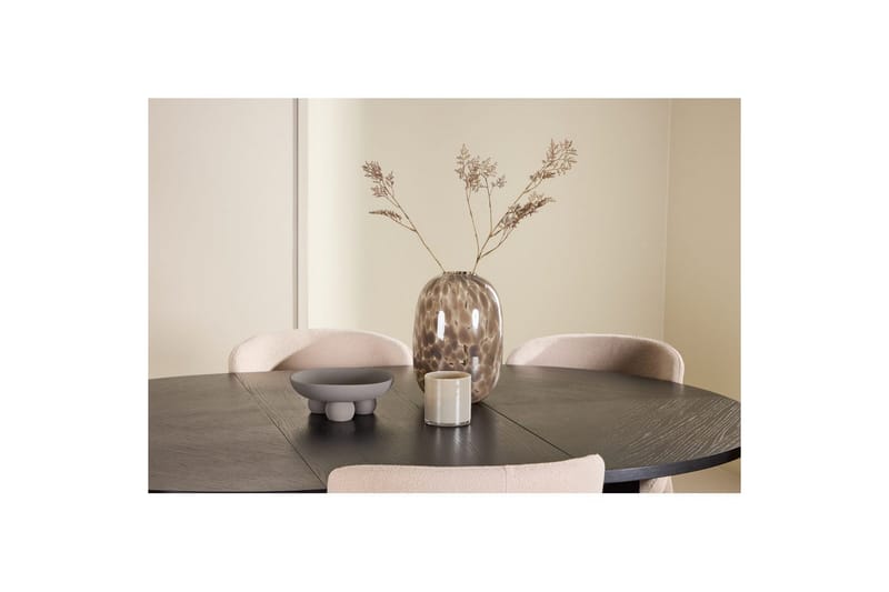 Matgrupp Strada Runt 120/170 cm Svart med Astoria Stolar 6 st, Beige - 6 st, Beige - Möbler - Bord & matgrupper - Matgrupper