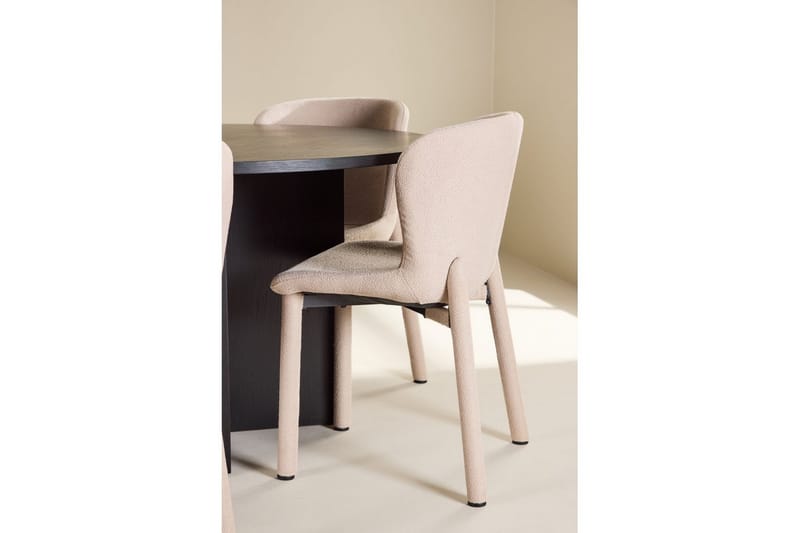 Matgrupp Strada Runt 120/170 cm Svart med Astoria Stolar 6 st, Beige - 6 st, Beige - Möbler - Bord & matgrupper - Matgrupper