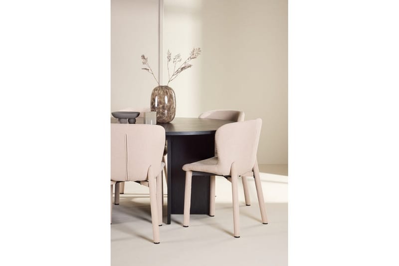 Matgrupp Strada Runt 120/170 cm Svart med Astoria Stolar 6 st, Beige - 6 st, Beige - Möbler - Bord & matgrupper - Matgrupper
