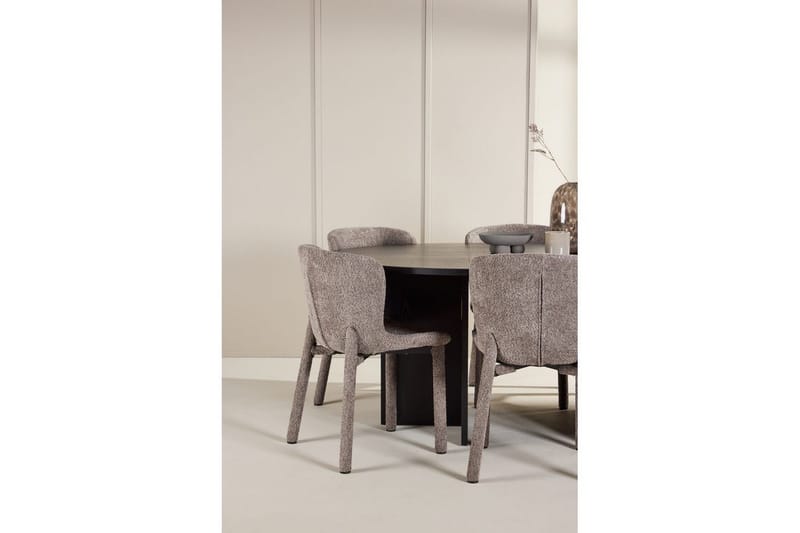 Matgrupp Strada Runt 120/170 cm Svart med Astoria Stolar 6 st, Brun - 6 st, Brun - Möbler - Bord & matgrupper - Matgrupper