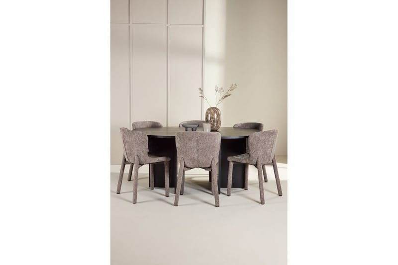 Matgrupp Strada Runt 120/170 cm Svart med Astoria Stolar 6 st, Brun - 6 st, Brun - Möbler - Bord & matgrupper - Matgrupper