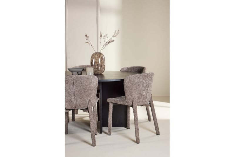 Matgrupp Strada Runt 120/170 cm Svart med Astoria Stolar 6 st, Brun - 6 st, Brun - Möbler - Bord & matgrupper - Matgrupper