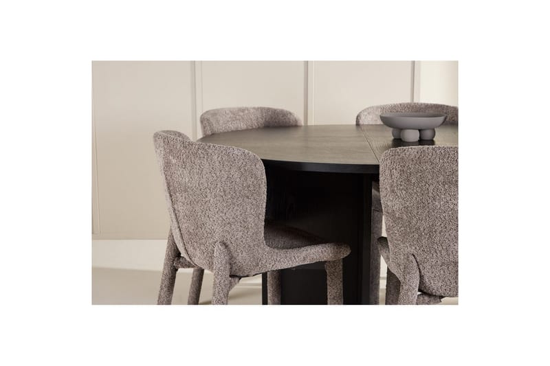 Matgrupp Strada Runt 120/170 cm Svart med Astoria Stolar 6 st, Brun - 6 st, Brun - Möbler - Bord & matgrupper - Matgrupper