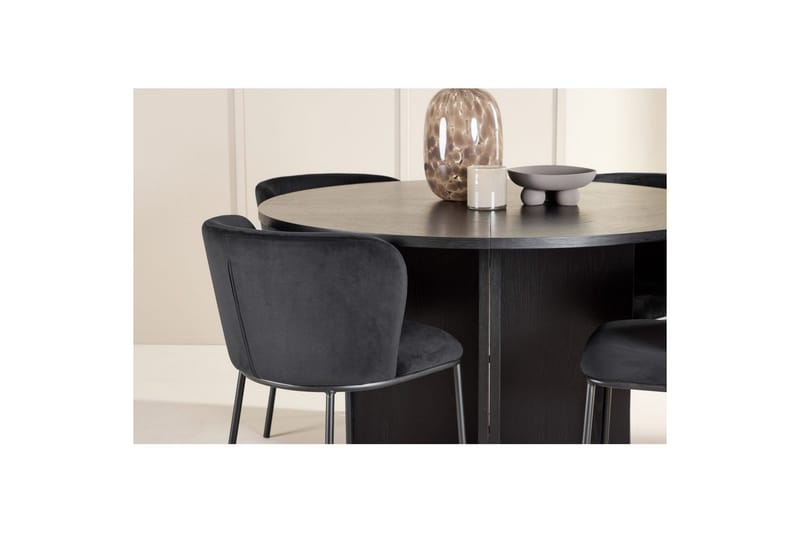 Matgrupp Strada Runt 120/170 cm Svart med Edina Stolar 4 st, Svart - 4 st, Svart - Möbler - Bord & matgrupper - Matgrupper