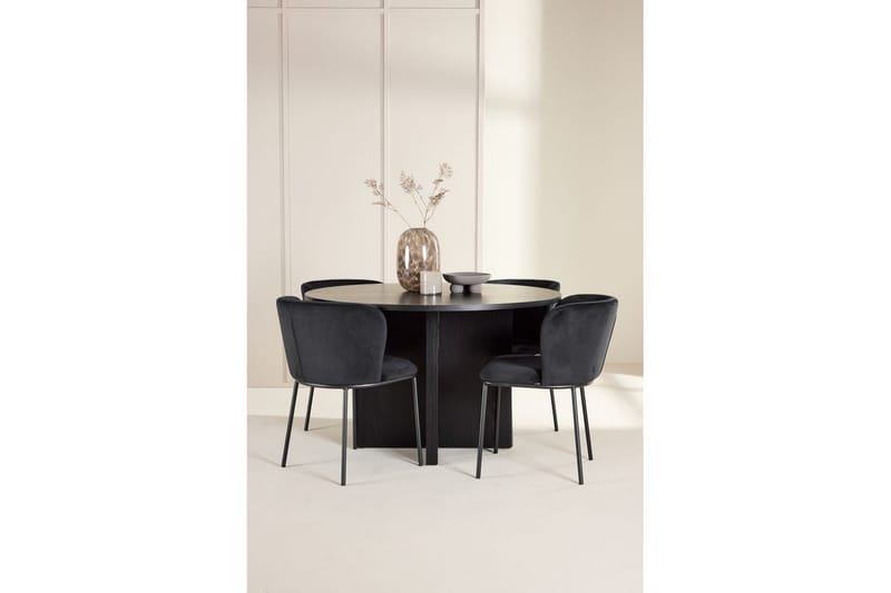 Matgrupp Strada Runt 120/170 cm Svart med Edina Stolar 4 st, Svart - 4 st, Svart - Möbler - Bord & matgrupper - Matgrupper