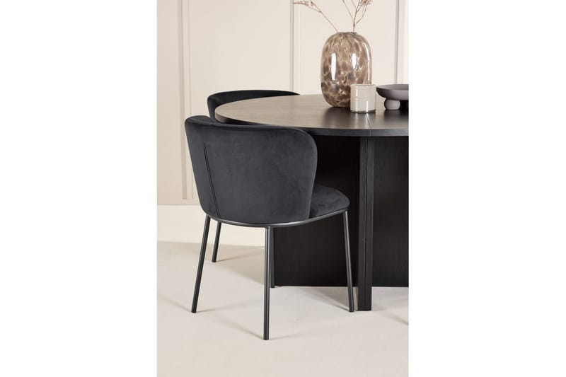Matgrupp Strada Runt 120/170 cm Svart med Edina Stolar 4 st, Svart - 4 st, Svart - Möbler - Bord & matgrupper - Matgrupper