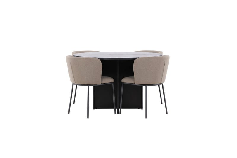 Matgrupp Strada Runt 120/170 cm Svart med Edina Stolar 4 st, Svart / Brun - 4 st, Svart / Brun - Möbler - Bord & matgrupper - Matgrupper