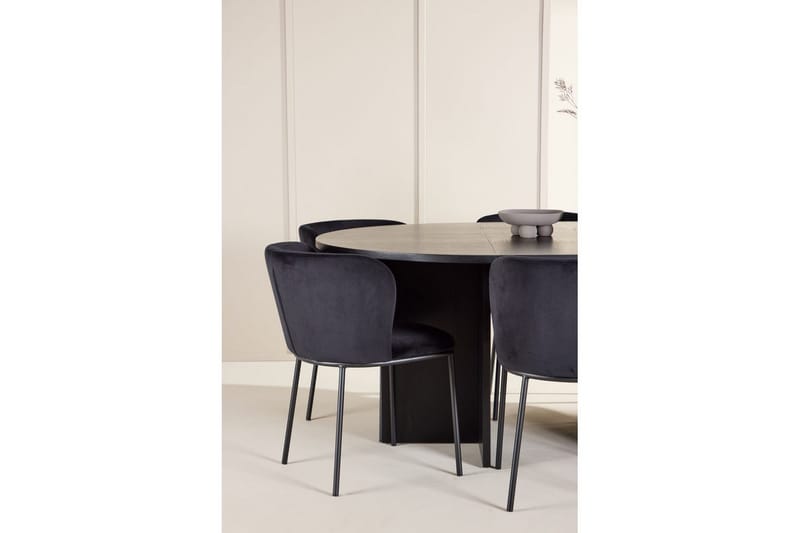 Matgrupp Strada Runt 120/170 cm Svart med Edina Stolar 6 st, Svart - 6 st, Svart - Möbler - Bord & matgrupper - Matgrupper