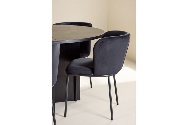Matgrupp Strada Runt 120/170 cm Svart med Edina Stolar 6 st, Svart - 6 st, Svart - Möbler - Bord & matgrupper - Matgrupper