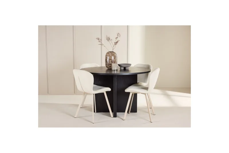 Matgrupp Strada Runt 120/170 cm Svart med Lilja Stolar 4 st - 4 st - Möbler - Bord & matgrupper - Matgrupper