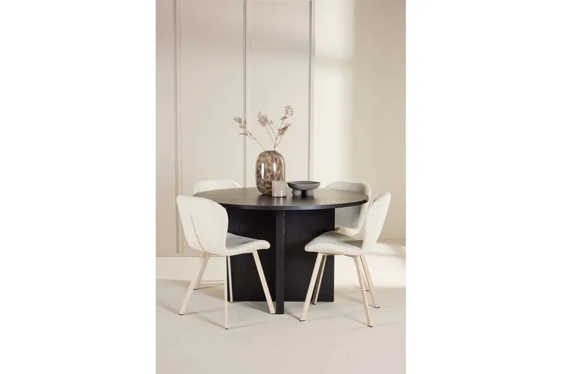 Matgrupp Strada Runt 120/170 cm Svart med Lilja Stolar 4 st - 4 st - Möbler - Bord & matgrupper - Matgrupper