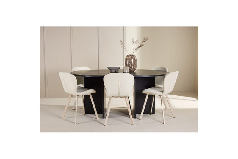 Matgrupp Strada Runt 120/170 cm Svart med Lilja Stolar 6 st - 6 st - Möbler - Bord & matgrupper - Matgrupper