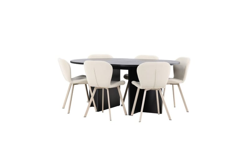 Matgrupp Strada Runt 120/170 cm Svart med Lilja Stolar 6 st - 6 st - Möbler - Bord & matgrupper - Matgrupper
