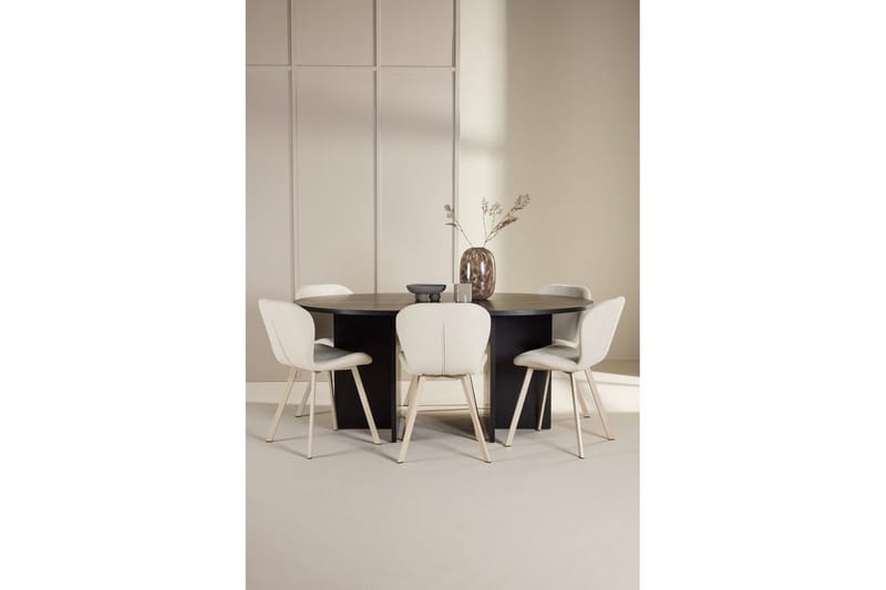 Matgrupp Strada Runt 120/170 cm Svart med Lilja Stolar 6 st - 6 st - Möbler - Bord & matgrupper - Matgrupper