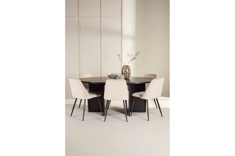 Matgrupp Strada Runt 120/170 cm Svart med Night Stolar 6 st - 6 st - Möbler - Bord & matgrupper - Matgrupper