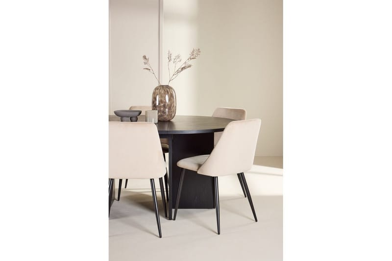 Matgrupp Strada Runt 120/170 cm Svart med Night Stolar 6 st - 6 st - Möbler - Bord & matgrupper - Matgrupper