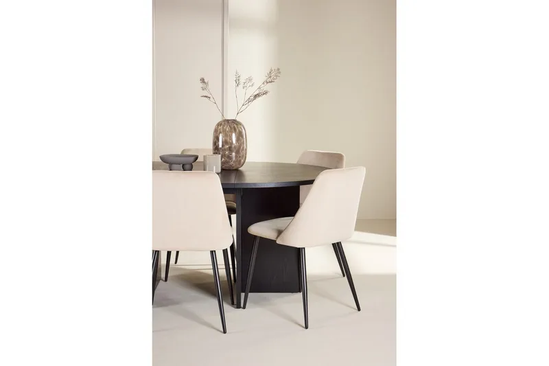 Matgrupp Strada Runt 120/170 cm Svart med Night Stolar 6 st - 6 st - Möbler - Bord & matgrupper - Matgrupper