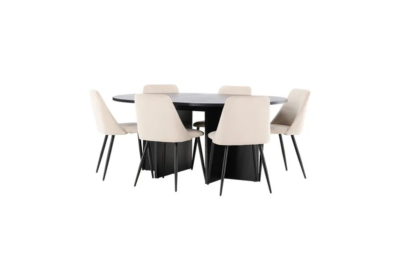 Matgrupp Strada Runt 120/170 cm Svart med Night Stolar 6 st - 6 st - Möbler - Bord & matgrupper - Matgrupper