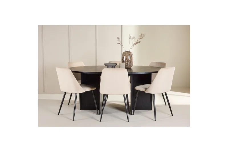 Matgrupp Strada Runt 120/170 cm Svart med Night Stolar 6 st - 6 st - Möbler - Bord & matgrupper - Matgrupper