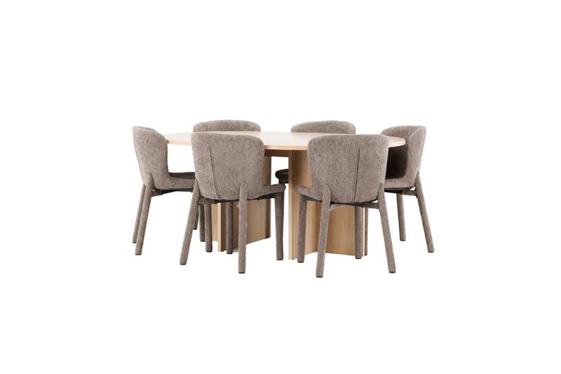 Matgrupp Strada Runt 120/170 cm Vit med Astoria Stolar 6 st, Brun - 6 st, Brun - Möbler - Bord & matgrupper - Matgrupper