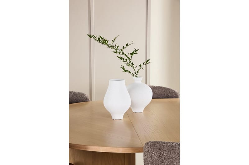 Matgrupp Strada Runt 120/170 cm Vit med Astoria Stolar 6 st, Brun - 6 st, Brun - Möbler - Bord & matgrupper - Matgrupper