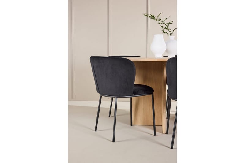 Matgrupp Strada Runt 120/170 cm Vit med Edina Stolar 6 st, Svart - 6 st, Svart - Möbler - Bord & matgrupper - Matgrupper