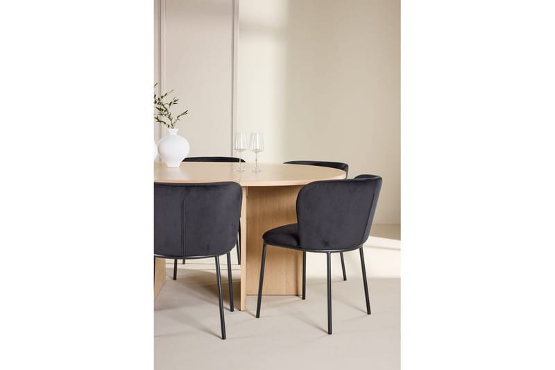 Matgrupp Strada Runt 120/170 cm Vit med Edina Stolar 6 st, Svart - 6 st, Svart - Möbler - Bord & matgrupper - Matgrupper