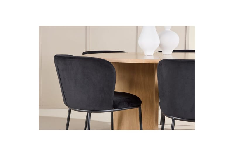 Matgrupp Strada Runt 120/170 cm Vit med Edina Stolar 6 st, Svart - 6 st, Svart - Möbler - Bord & matgrupper - Matgrupper