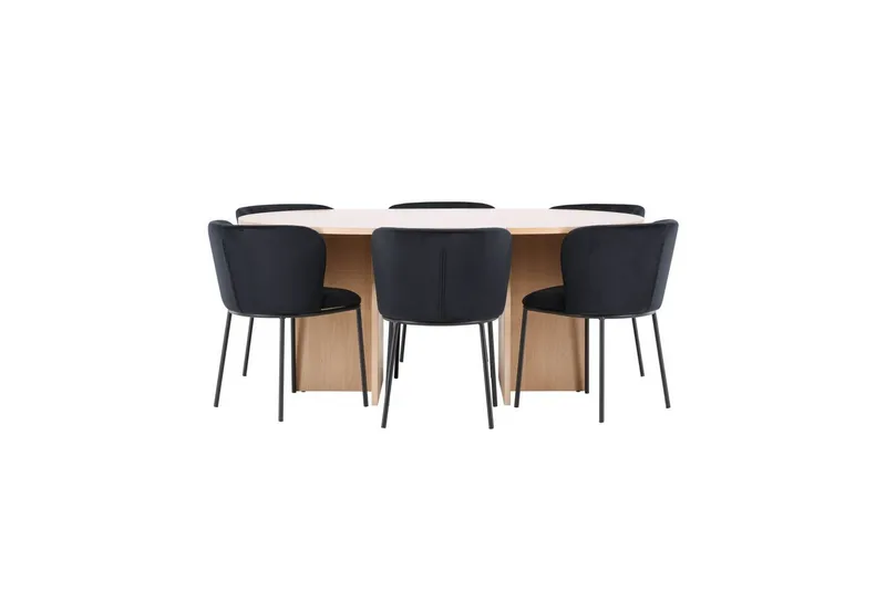 Matgrupp Strada Runt 120/170 cm Vit med Edina Stolar 6 st, Svart, 6 st, Svart