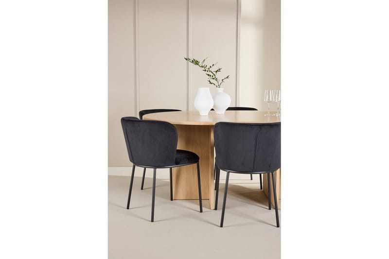 Matgrupp Strada Runt 120/170 cm Vit med Edina Stolar 6 st, Svart - 6 st, Svart - Möbler - Bord & matgrupper - Matgrupper